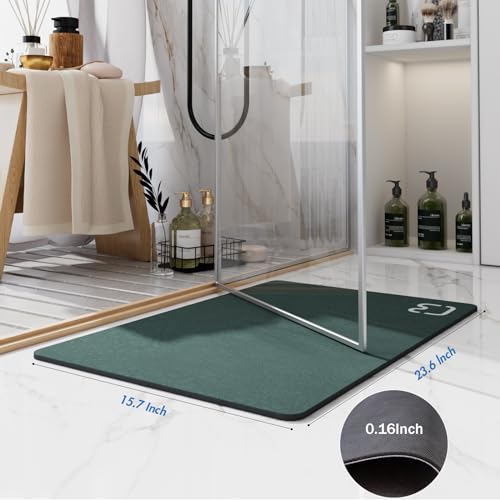 RUERYA Bath Mat (15.7x23.6), Bathroom Non Slip Absorbent Quick Dry Rubber Backed, Dark Green - color: Dark Green, size: 1'4" x 1'11" (Rectangular)