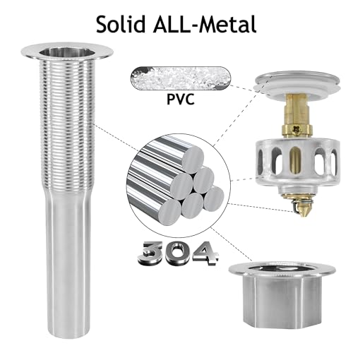 Bathroom Sink Drain,2 Pack Drain Stopper Without Overflow,Small Cap Pop Up Drain Assembly with Detachable Strainer Basket,Built-in Anti-Clogging, Stainless Steel Nut Brushed Nickel - color: 2 Pack-brushed Nickel-small Cap, style: Without Overflow
