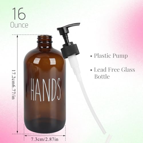 Dish Soap Dispenser with Plastic Pump for Kitchen - 16 OZ Glass Hand Soap Dispenser Set - Kitchen Bathroom Decor and Accessories (Dark Brown) - color: Dark Brown