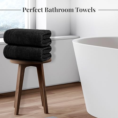 Tens Towels Pack of 4 Extra Large Bath Towels 30 x 60 Inches, 100% Cotton, Larger & Lighter Weight, Quicker to Dry, Super Soft and Absorbent, Perfect for Bathroom, Black - color: Black