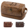 Laser-Engraved Initial Travel Toiletry Bag 21st 30th 40th 50th 60th 70th 75th 80th Birthday Gifts for Men, Personalized PU Leather Shaving Bag for Dad Husband Brother Boyfriend Light Brown D - color: Light Brown, style: D