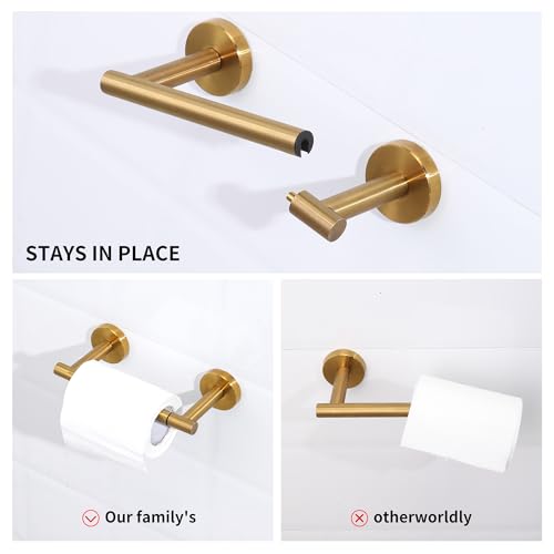 Brushed Gold Toilet Paper Holder Set, Stainless Steel Towel Ring, Double Post Pivoting Toilet Paper Holder and Hand Towel Holder Set for Bathroom - color: Brushed Gold