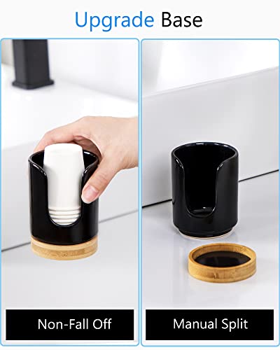 Ceramic Bathroom Cups Dispenser - 3 oz Disposable Paper & Plastic Bathroom Cups Holder - Mouthwash Cups Dispenser for Bathroom, Guest Toiletries, Countertop, Coffee - BPA Free (2 Pack) - color: Black, size: Set/2