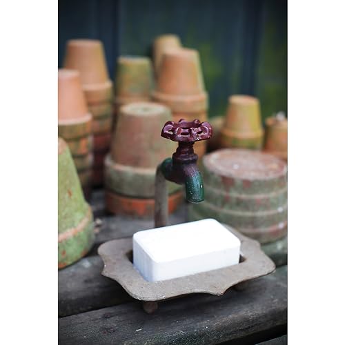 Creative Co-Op Rustic Metal Soap Dish with Faucet - color: Rust, style: Soap Dish