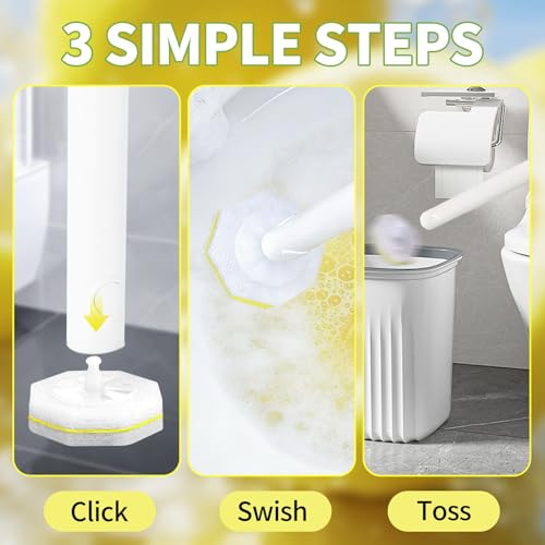 60 Count Toilet Wand Refills for Clorox and Most Named Wand, Lemon Scent | Disposable Toilet Brush Heads, Toilet Bowl Cleaner, Pre-Loaded Cleaning Formula, Lemon Scent, Bathroom Cleaning Supplies - size: 1 Count (Pack of 60)