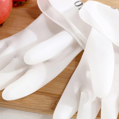 Waterproof Household Cleaning Gloves 4-pair Set White Latex Plastic Steel Gloves Size S Dishwashing Toilet Cleaning