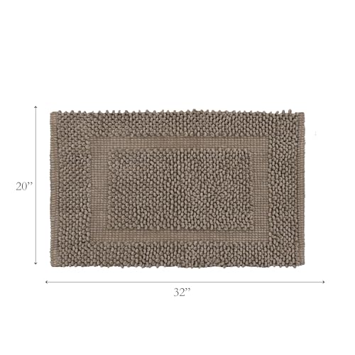 Jean Pierre New York 100% Chenille Cotton Skid Resistant Plush Bath Mat - 20"x32" Bathroom Rug - Brown Cappuccino - color: Brown Cappuccino, size: 1'8" x 2'8" (Rectangular)