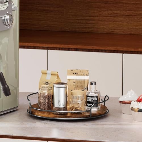 LAMU Lazy Susan Organizer, 12'' Lazy Susan Turntable for Cabinet, Table Top, Kitchen, Countertop, Bathroom, Pantry, Spice Organization, Wooden,1 Pack - size: 12in 1 Pack