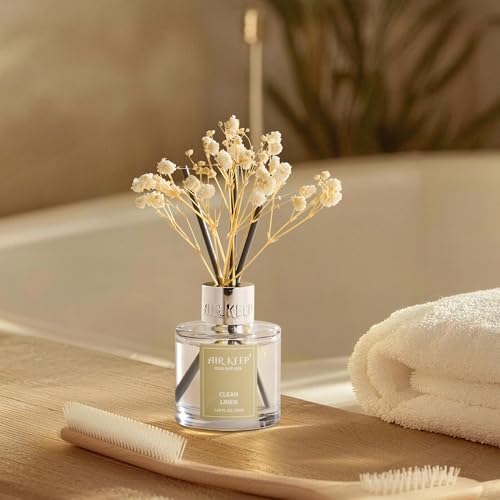Airkeep Reed Diffuser Set,1.69 fl oz (50 ml) - Clean Linen Oil Diffusers with 8 Reed Sticks,Home Fragrance Reed Diffuser for Bathroom Shelf Decor - size: Real Flower/1.69Ounce/1pack