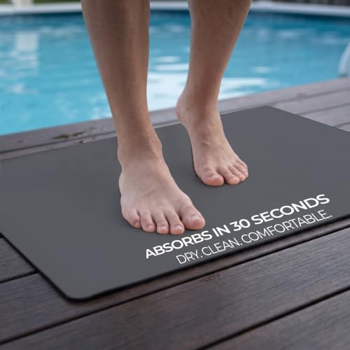 Homergy Bath Mat for Bathroom Non Slip, Quick Dry, 18x28 in, Dark Grey | Ultra absorbent, machine washable, mildew resistant shower mat with rubber backing for tub, poolside and outdoor showers - color: Dark Gray, size: 18" x 28"