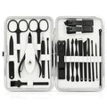 Manicure Set, Jubolion 19pcs Stainless Steel Professional Nail Clippers Pedicure Set with Black Leather Storage Case, Portable Grooming Kit for Travel or Home, Perfect Gifts Women and Men (Black)