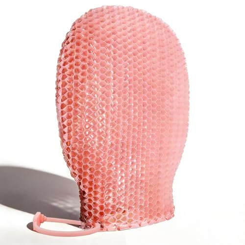 Bath Mitt - Exfoliating Glove, Honeycomb Body Scrubber,Massage Body Scrub Gloves for Home Spa,Mitt Sponges for Cleaning Body,Deep and Gentle,Fast foaming (Pink(Softer,Small Size,) New Version) - style: PINK