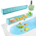 Bathtub Splash Guard, Longer Silicone Splash Guard for Bathtub with 11 Suction Cups, Prevents Water Spills in Bathroom, with Storage Area, 31.5" x 4.53" (Color:Blue)