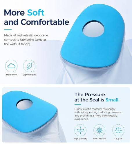 Waterproof Knee Cast Cover for Shower, Watertight Cast Bag, Reusable, Shower Protector for Knee Replacement Surgery, Wound, Burns (M) - size: M