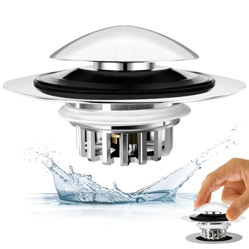 BAOLSLS Bathtub Drain Stopper, Pop Up Tub Drain Hair Catcher, Bath Tub Drain Plug and cover for 1.45-1.8in Drain Hole, Replaces Lift and Turn, Tip Toe or Trip Lever, Silver - color: Chrome Silver