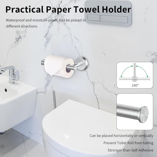 Newfun 10-Pieces Bathroom Hardware Set, Includes 24 Inch Towel Racks for Bathroom Wall Mounted, Toilet Paper Holder, Towel Hooks for Bathrooms, Towel Rings for Bathroom Wall (Brushed Nickel) - color: Brushed Nickel-ring