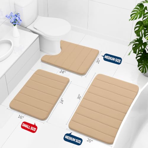 Buganda Memory Foam Bath Mat, 35.4" x 24", Ultra Soft Bathroom Rugs, Water Absorbent and Machine Washable Bath Rug Runner for Bathroom, Shower, and Tub, Camel - color: Camel, size: 35.4" X 24"
