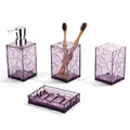 GAHEFY Lavender Purple Bathroom Accessories Set with Toothbrush Holder, Soap Dispenser, Tumbler, Soap Dish, Purple Bathroom Decor,Acrylic (Purple-4pcs) - style: Purple-4pcs