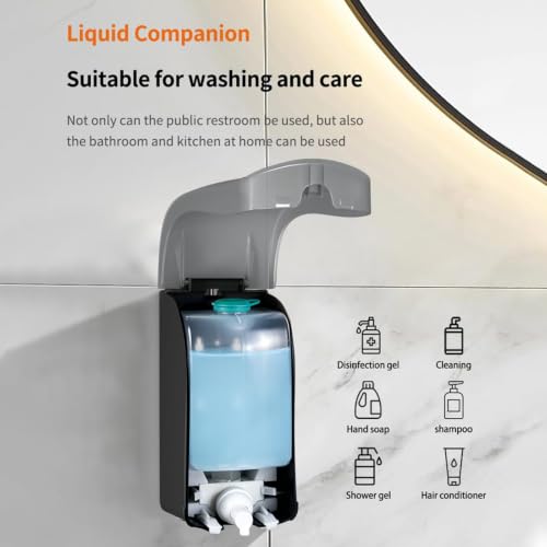 Foaming Hand Soap Dispenser, 35oz (1000ml) Manual Refillable Wall Mount Soap Dispenser, Durable ABS Plastic, for Commercial/Home/Bathroom/Kitchen, Translucent Black, CHUANGDIAN - color: Transparent Black