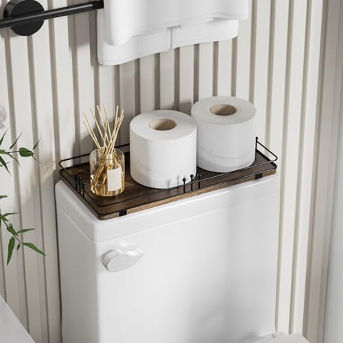 Toilet Paper Basket, Bathroom Basket for Counter Toiletries Towel Decor, Toilet Tank Tray, Guest Back of Toilet Organizer Storage, Vanity Tray for Perfume Makeup, Kitchen 13”x6.5” Brown-Black - color: Brown + Black, size: 13" x 6.5" x 1.6"