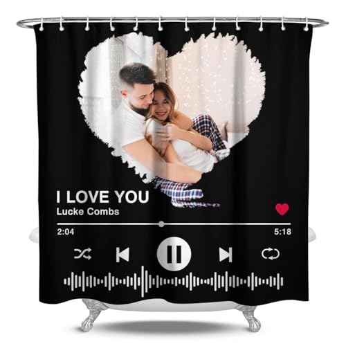 Personalized Shower Curtain Set Custom Photo Shower Curtains Modern Minimalist Home Bathroom Curtain Decor with 12 Hooks 84 Inch Wide * 72 Inch High - color: 1 Photo-3, size: 84"W x 72"L (Pack of 1)