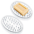 2 Pcs Plastic Soap Holder, Clear Soap Dish Bar Saver Tray with Holes Soaps, Self-Draining Soaps Dish Sponge Tray for Kitchen Bathroom Shower Counter