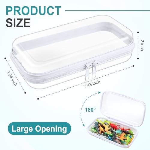 Hoolerry 4 Pcs Hard Clear Zipper Case Makeup Bags Plastic Zipper Pouch Transparent Storage Box Containers for Cosmetics, Snacks, Building Blocks, Puzzles(Clear,7.5 x 3.9 x 2 in,White) - color: White, size: 7.5 x 3.9 x 2 in