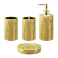 Blue Donuts Bathroom Accessories Set, Toothbrush Holder, Soap Dispenser, Gold, Ceramic, 4 Piece - color: Gold