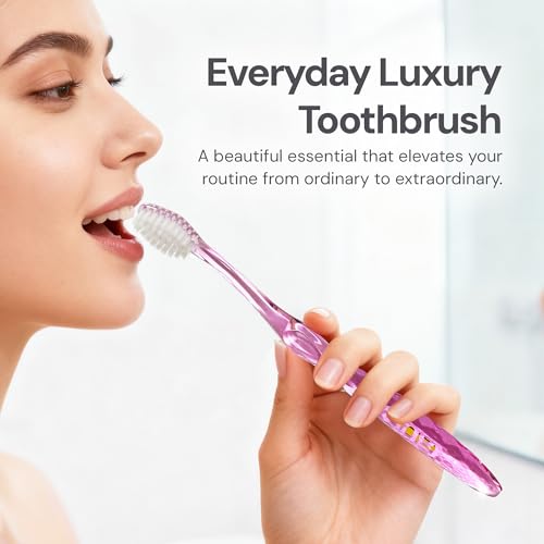 Nano-b Manual Toothbrush for Adults with Sensitive Gums, Silver Soft/Medium Bristles, Travel Case, Green - color: Green, style: Silver Bristles