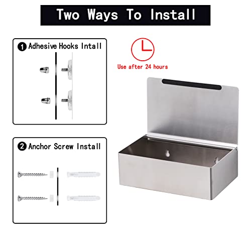 Adhesive Toilet Paper Holder with Shelf and Storage, Wall Mount Toilet Paper Roll Holder & Flushable Wipes Dispenser Set Fits Any Bathroom, Stainless Steel Tissue Holder-Round, Brushed Nickel - color: Brushed Nickel Round