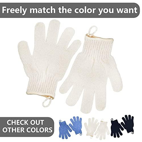 Exfoliating Glove - Body Scrub for Smooth and Soft Skin - Body Exfoliator for Ingrown Hair Dead Skin Remover and Itchy and Flaky Skin - Scrubber Shower Accessories for Women and Men 1 Pair Glove - style: 1 Pair Beige Exfoliating Gloves