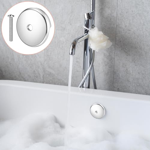 3-1/8" Bathtub Overflow Drain Cover, Single Hole Tub Overflow Drain Cover with Screw Kits, Matte Silver Overflows Face Plate Bathtub for Most Standard Bath Tub Drains