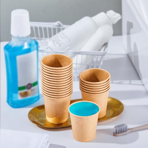 SIUQ 400 Pack 3 oz Kraft Paper Cups, Disposable Bathroom Cups, Mini Mouthwash Cups, Hot/Cold Beverage Drinking Cup for Gargle Espresso Juice Medicine (Brown) - style: 3oz-400pack