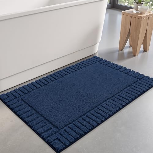 LUMI Bathroom Rugs Non Slip with Rubber Backing, Extra Soft Plush Microfiber Bath Rug Absorbent, Machine Washable Bath Mat Quick Dry for Tub, Shower, Hotel, Blue, 24"x36" - color: Blue, size: 24" x 36"