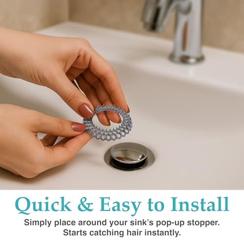 Evriholder Vanity Sink Drain Savers, Secure Fit Hair Catchers Prevent Clogs in Bathroom, Disposable, 3.7-Inch, Gray and White, 12 Pack - size: 12 Count, style: Vanity Sink Savers