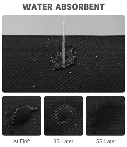 YIHOUSE Bathroom Rug Sets 2 Piece, Ultra Thin Quick Dry Bath Mat, Absorbent Bath Mat for Bathroom Non Slip Machine Washable Bath Rug (Black) - color: Black, size: 2 Pieces (Small)