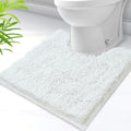 U-Shaped Toilet Rug, Chenille Contour Bathroom Mat, Non-Slip PVC Backing, Machine Washable, 20x20, White - color: White, size: 1'8" x 1'8" (20"x 20"U)