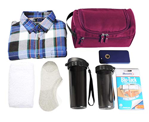 Vercord Mens Toiletry Bag Wash Travel Small Shaving Dop Kit Shower Bathroom Ditty Hygiene Bag Burgundy - color: Burgundy