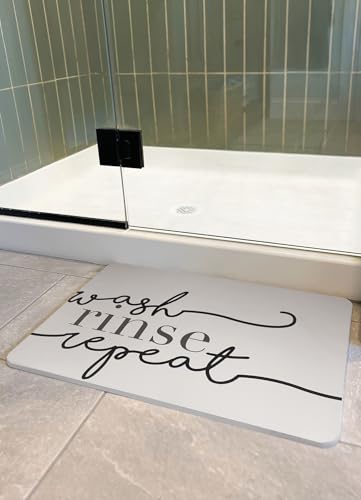 FloorPops Wash Rinse Repeat Navy Quick Dry Diatomite Non Slip Stone Bath Mat - color: Wash Rinse Repeat Navy Stone