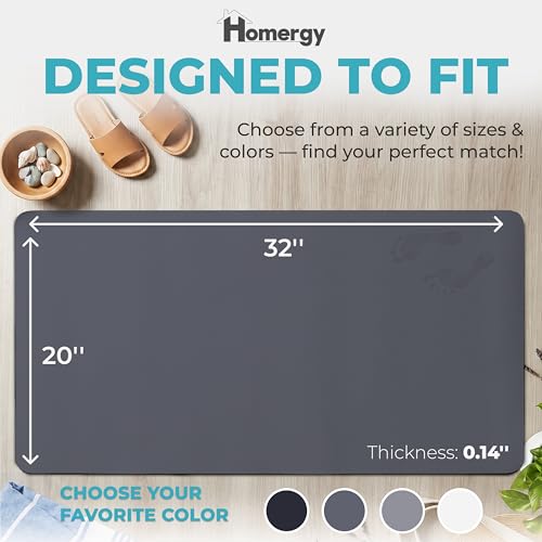 Homergy Bath Mat for Bathroom Non Slip, Quick Dry, 20x32 in, Dark Grey | Ultra absorbent, machine washable, mildew resistant shower mat with rubber backing for tub, poolside and outdoor showers - color: Dark Gray, size: 20" x 32"