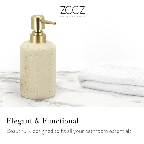 ZCCZ -Beige Bathroom Accessories Set 4 Pcs - Toothbrush Holder, Soap Dispenser, Vanity Tray, Bathroom Tumbler - Countertop Vanity Organizer - Bathroom Accessory Set- Toothbrush Holder Set, Stone Sets - color: Beige, size: 4pcs