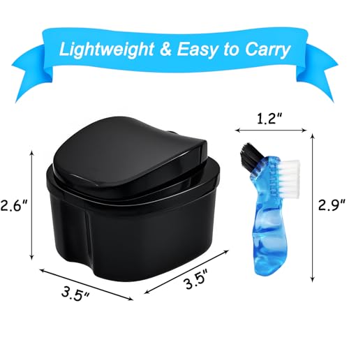 Keedolla 2 Pack Denture Bath Case Partial Denture Cup Retainer Cleaning Container, Denture Wash Container Retainer Bath Box Cup Case - Black and White - color: Black & White