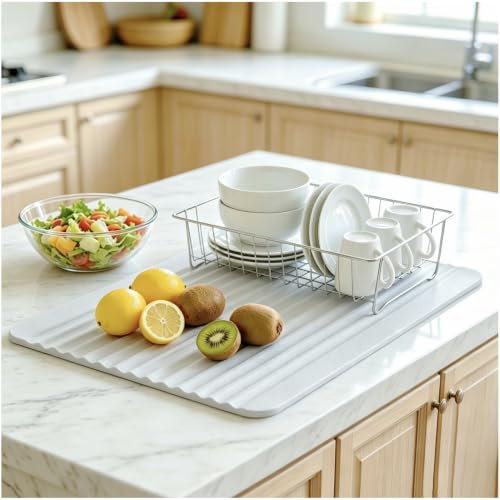 Stone Bath Mat Diatomaceous Earth Shower Mat Non-Slip Ultra Absorbent Durable Stone Mats for Bathroom/Kitchen Fast-Drying Modern Design Easy to Clean (24''*16''Light Grey) - color: Light Grey
