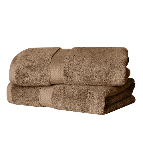 SUPERIOR Egyptian Cotton Plush & Absorbent, Bath Towel Set of 2, Latte | Quick Dry, Soft Luxury Towel Set, Bath Essentials for Bathroom, Guest Bath, Spa, 2 Piece Bath, Madeline Towels - color: Latte, size: ﻿Bath Towel 2-Pack