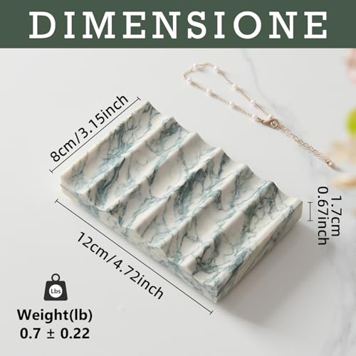 Real Luxurious Natural Marble Soap Dish for Shower,soap Dish for Bathroom,Non-Ceramic/Non-Resin Stone soap Tray（Cyan Green） - color: Cyan Green
