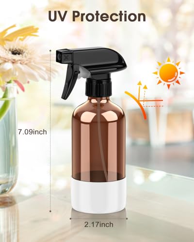 Bontip Glass Spray Bottle with Silicone Sleeve Protection, Amber Glass Spray Bottle Set for Window Cleaner Aromatherapy Facial Hydration Watering Flowers Hair Care 2 Pack/8 oz (Black & White) - color: Black & White, size: 8 Ounces
