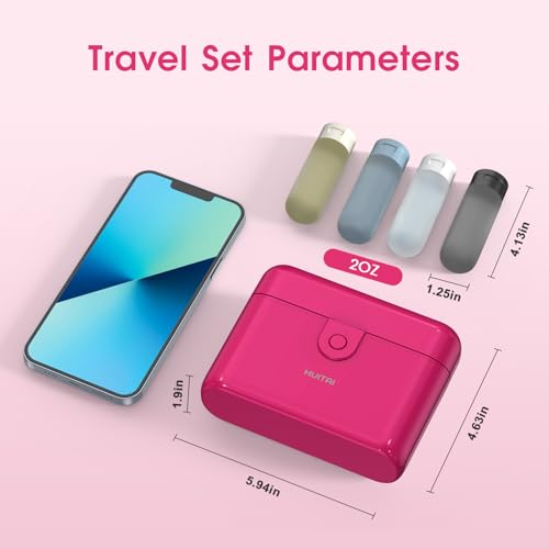 Travel Bottles with Case, 4x2oz TSA Approved, Leak-Proof, Press to Unlock, Compact & Portable Travel Toiletries (Hot Pink) - color: Hot Pink