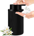 KASUNTING Matte Black Foaming Soap Dispenser, Ribbed Glass Foam Hand Soap Dispenser for Bathroom, 11 Fl Oz Refillable Foaming Bottle with Black Pump, Modern Dish Soap Foam Dispenser - color: Black Bottle+ Black Pump, size: Foam-1 Pack