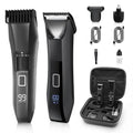 Manscape 4-in-1 Men's Body & Beard Trimmer - Groin, Pubic, and Ball Hair Shaver with No-Nick Technology, 20-Length Adjustable Beard Styler, Nose Trimmer, IPX7 Waterproof, LED Display, Travel Case - color: Tuxedo Black