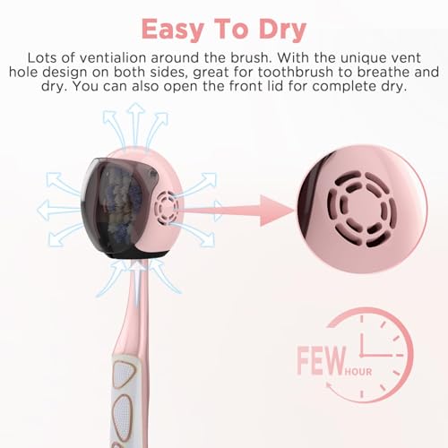 Frekare Toothbrush Covers Caps, Toothbrush Cover Brush Pod Case, Toothbrush Case Protector Fits Most Manual And Electric Tooth Brushes For Bathrooms Household Travel 4 Pack - color: Blue, White, Pink, Rose Pink